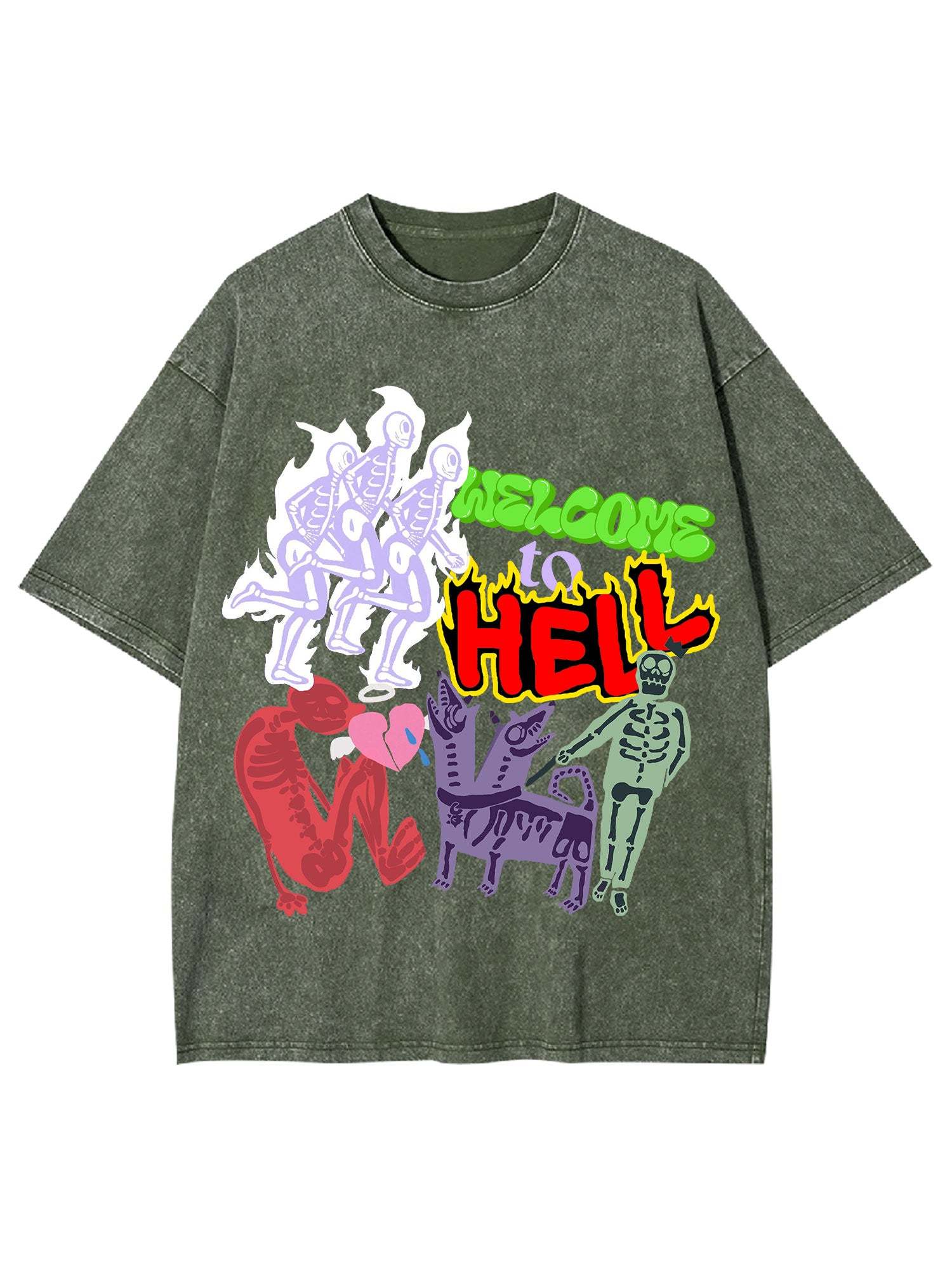 Welcome To Hell Washed Tshirt-ClassyOutlaw Sale