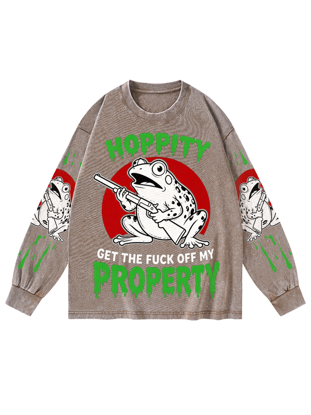 ANGRY FROG WASHED LONG-SLEEVE GRAPHIC TSHIRT