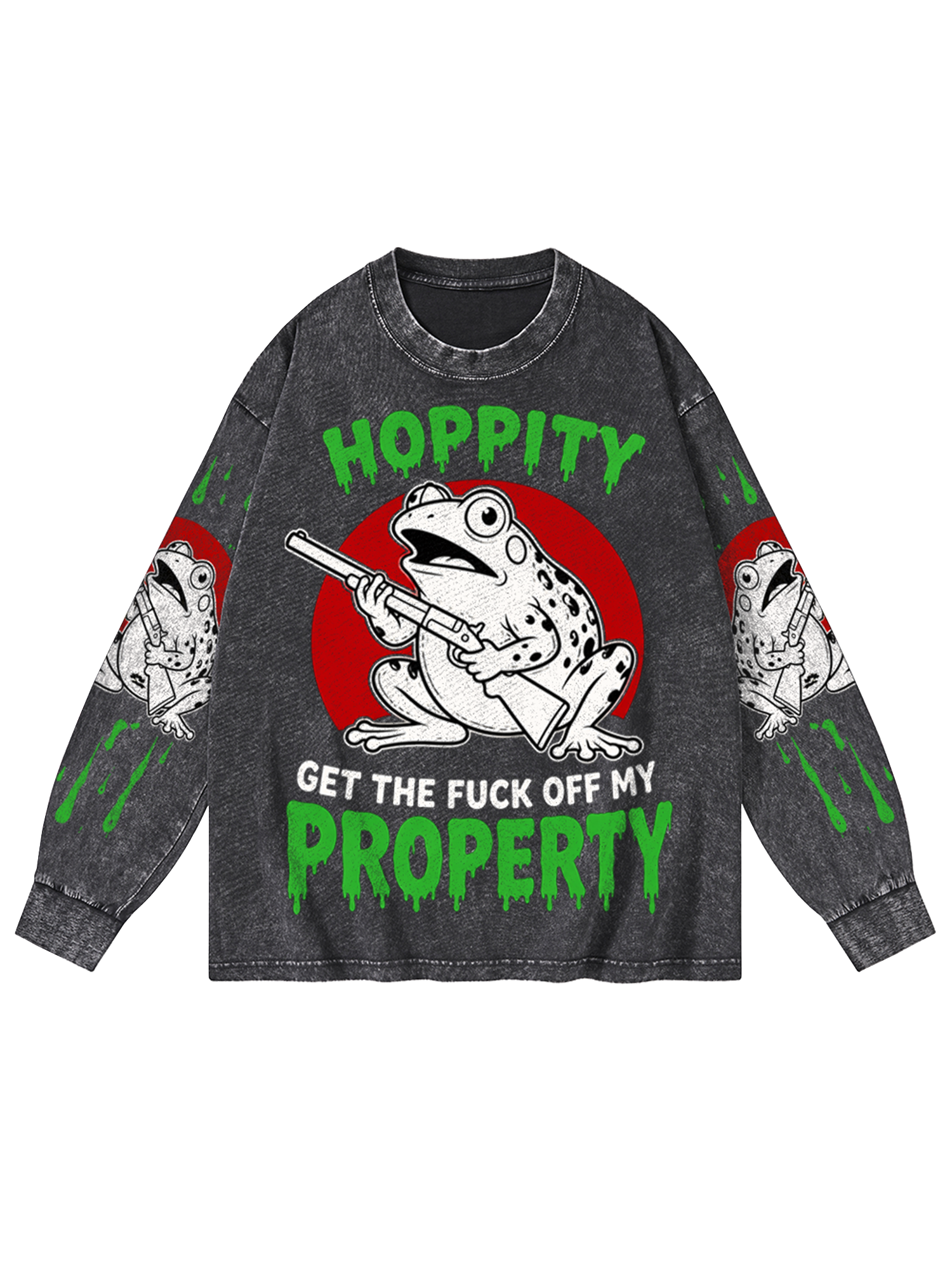 ANGRY FROG WASHED LONG-SLEEVE GRAPHIC TSHIRT