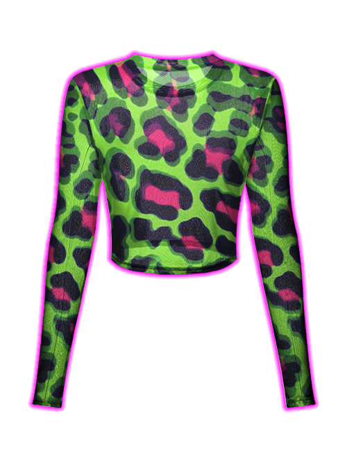 Neon Leopard Mesh Top