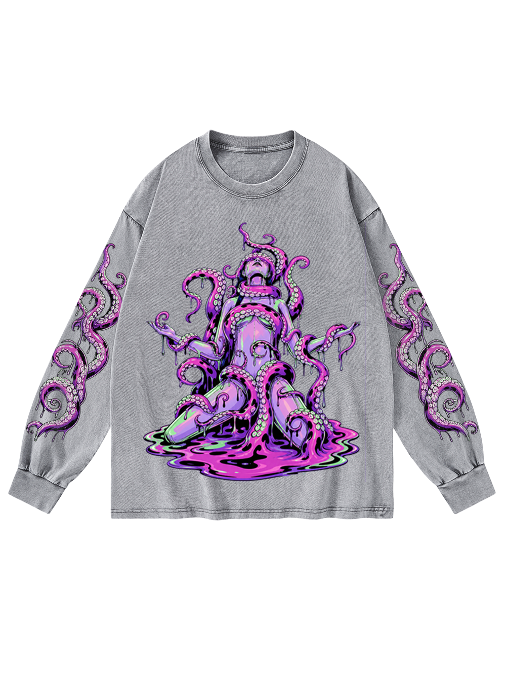 TENTACLE GODDESS WASHED LONG-SLEEVE GRAPHIC TSHIRT