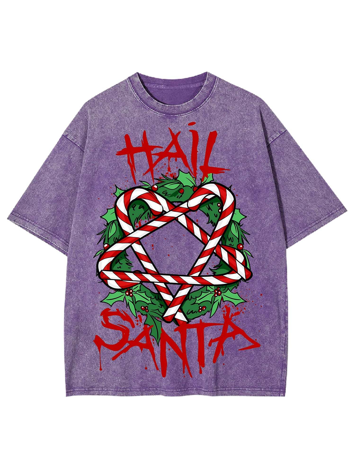 Hail Santa Washed Tshirt-ClassyOutlaw Sale