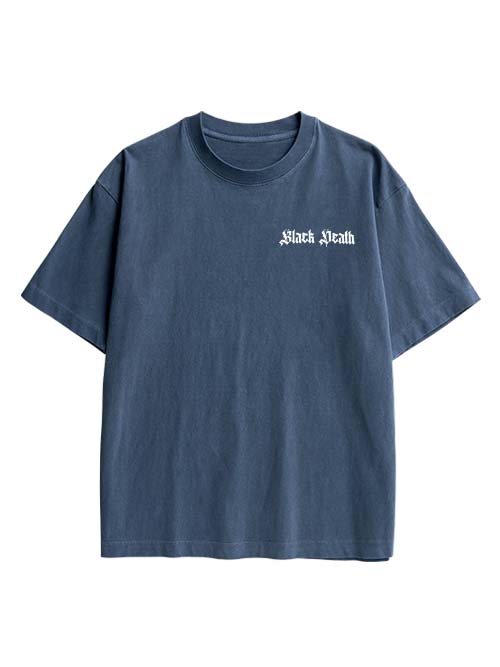 Black Death Double Sided Print Washed TShirt