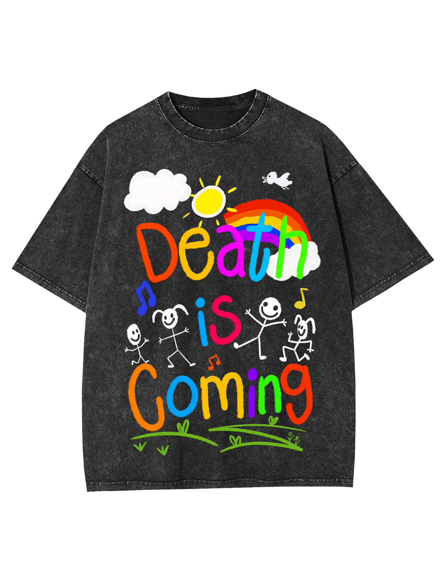 Death Is Coming Washed Tshirt-ClassyOutlaw Sale