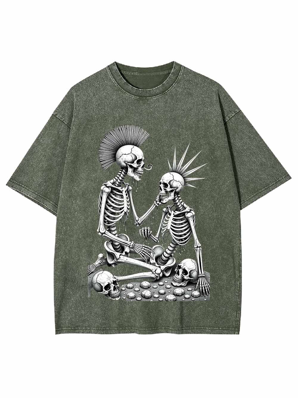 Skeleton Couple Washed Tshirt