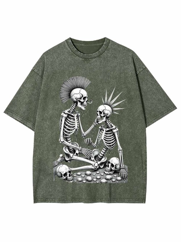 Skeleton Couple Washed Tshirt