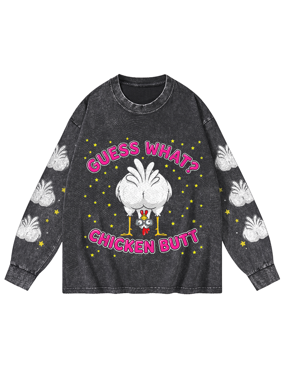 CHICKEN JOKE WASHED LONG-SLEEVE GRAPHIC TSHIRT