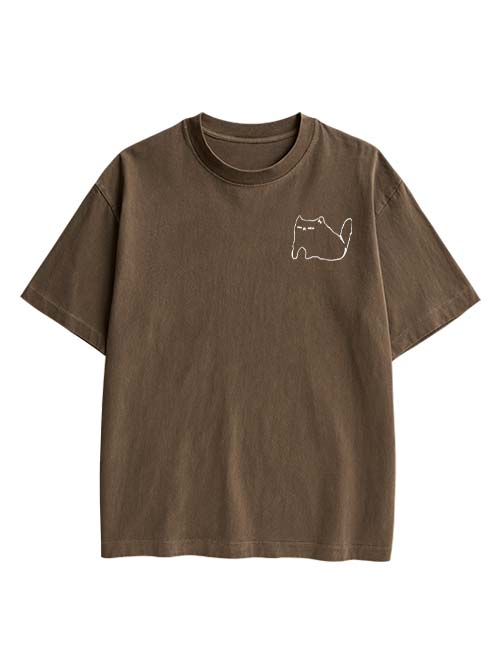 Ibuprofen Cat Double Sided Print Washed TShirt