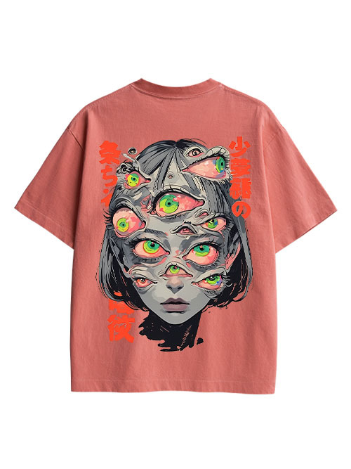 THOUSAND EYED FANTASY DOUBLE SIDED PRINT WASHED TSHIRT