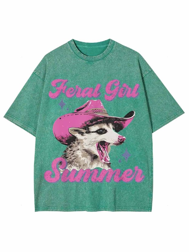 SUMMER FIORAL GIRL WASHED TSHIRT