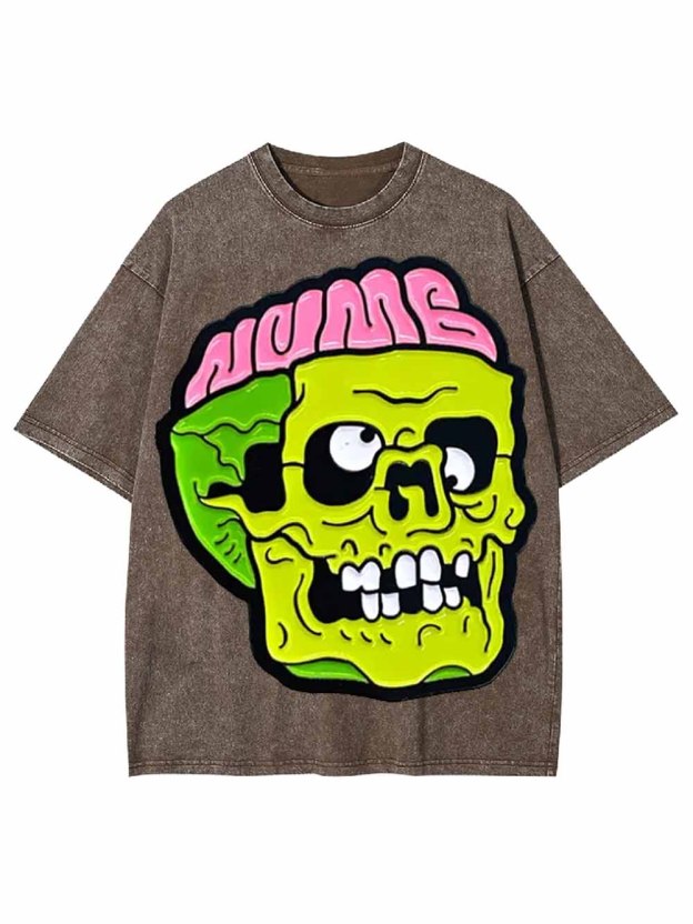 Neon Mind Skull Washed Tshirt