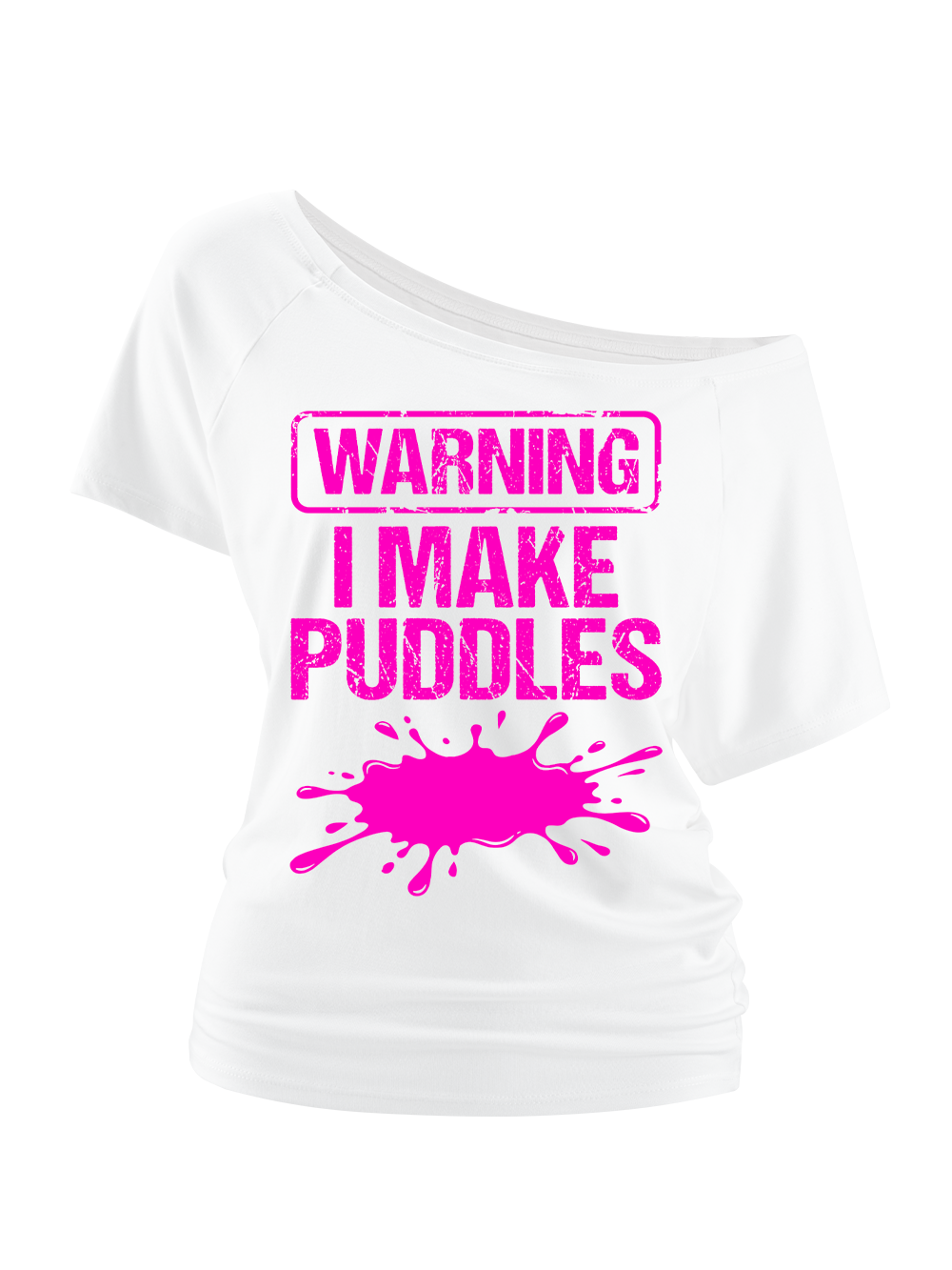 PINK PUDDLE WARNING OFF SHOULDER TSHIRT