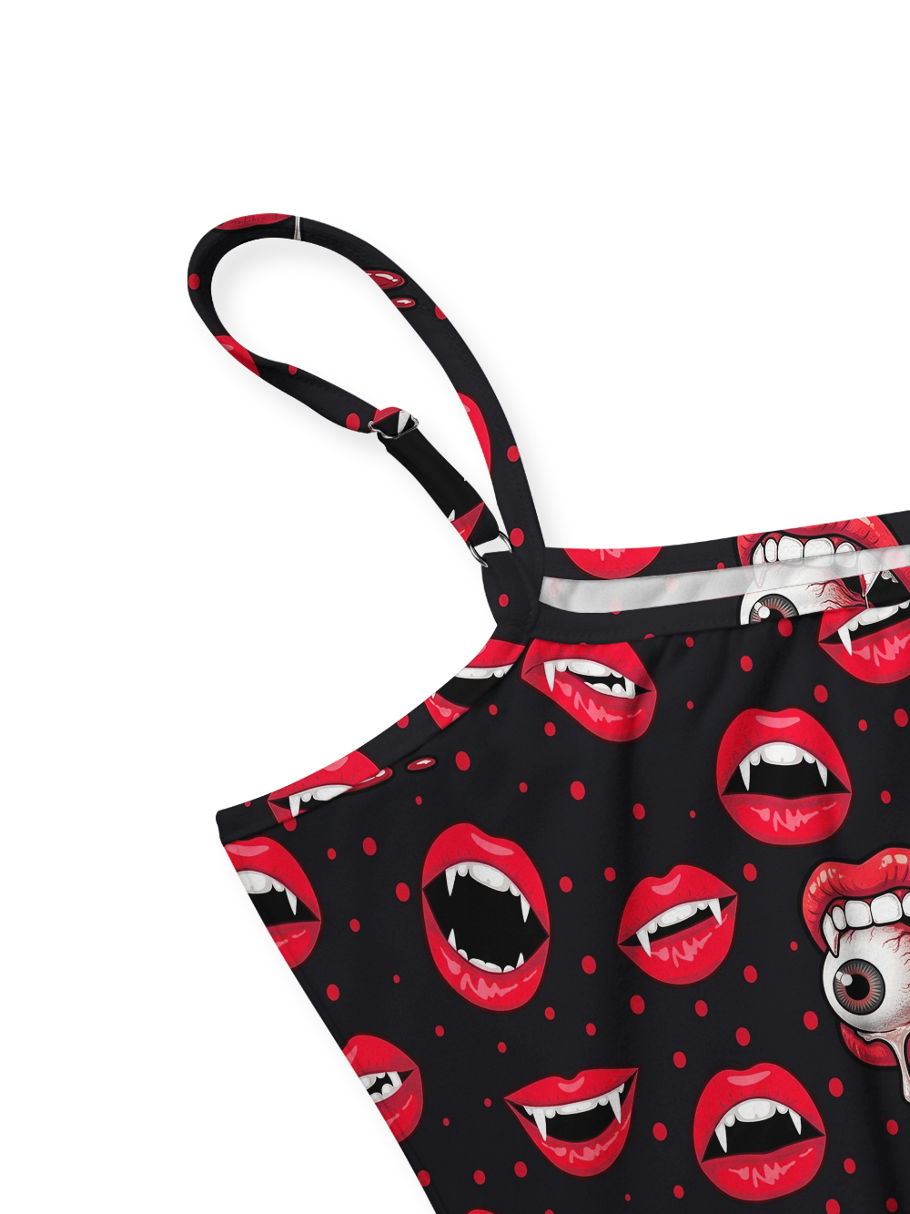 EVIL LIPS FULL-PRINT SPAGHETTI-STRAP TOP