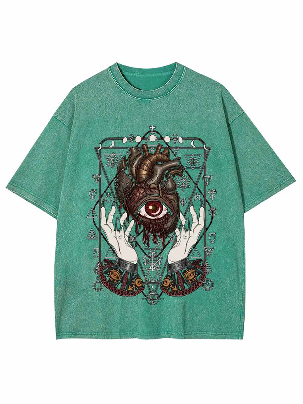 Anatomical Eyes Heart Art Print Washed Tshirt