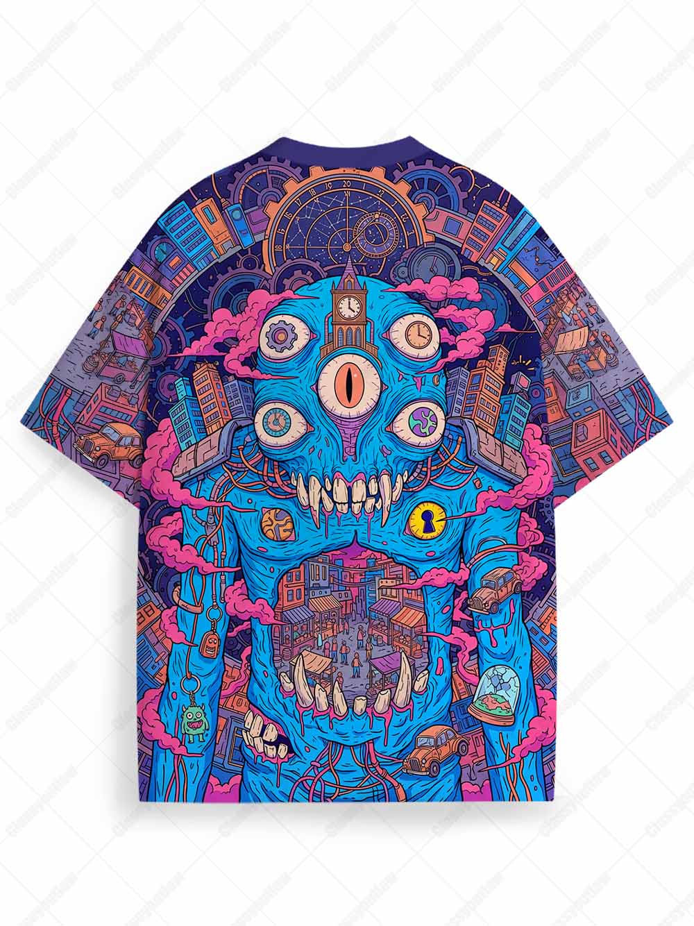 Deep Blue Beast Eco Oversized Graphic Tees