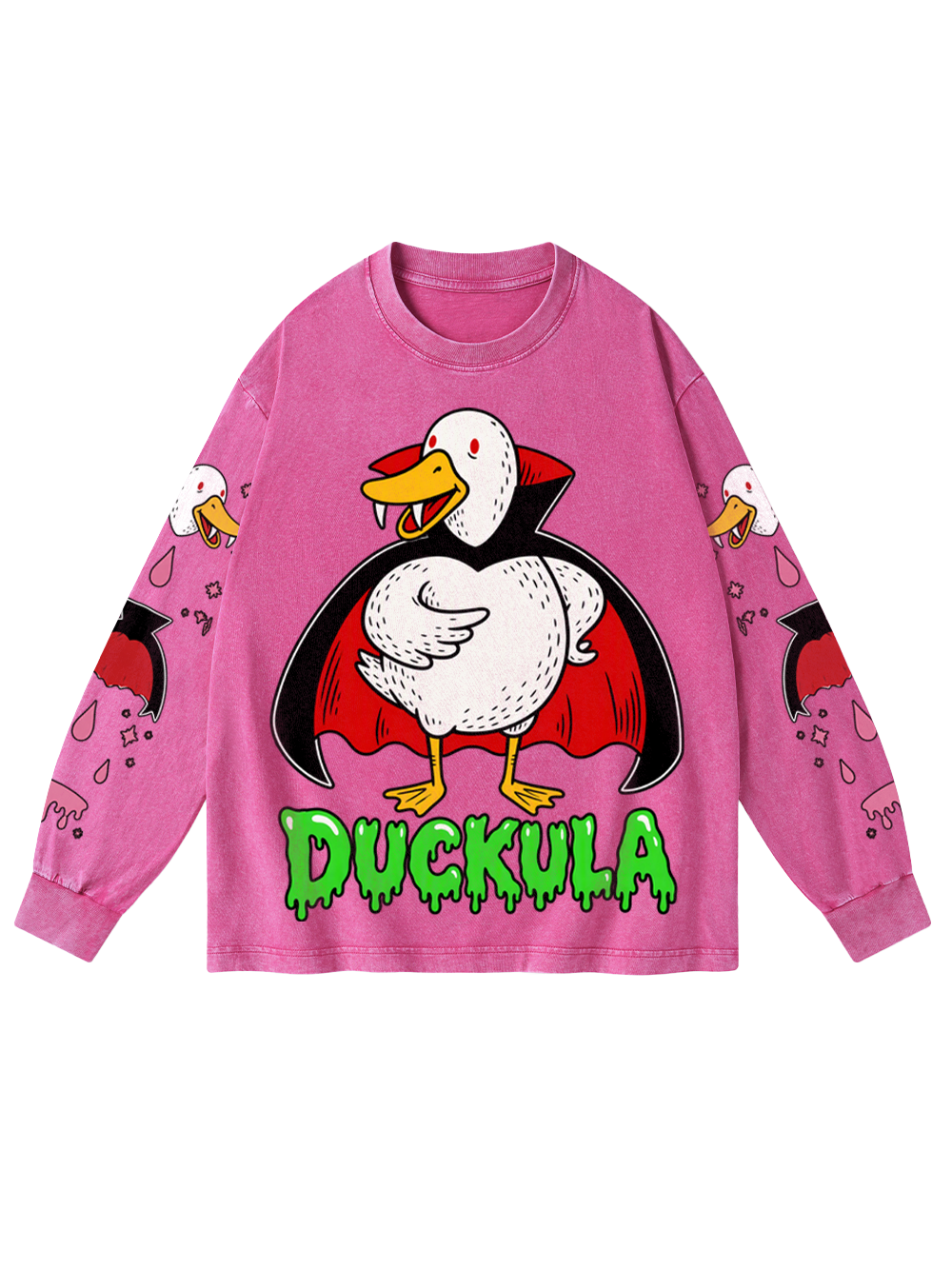 VAMPIRE DUCK WASHED LONG-SLEEVE GRAPHIC TSHIRT