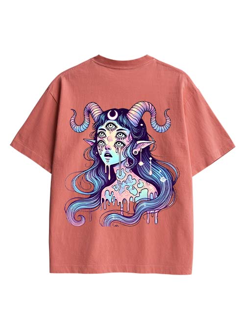 Mystic Melting Siren Double Sided Print Washed TShirt