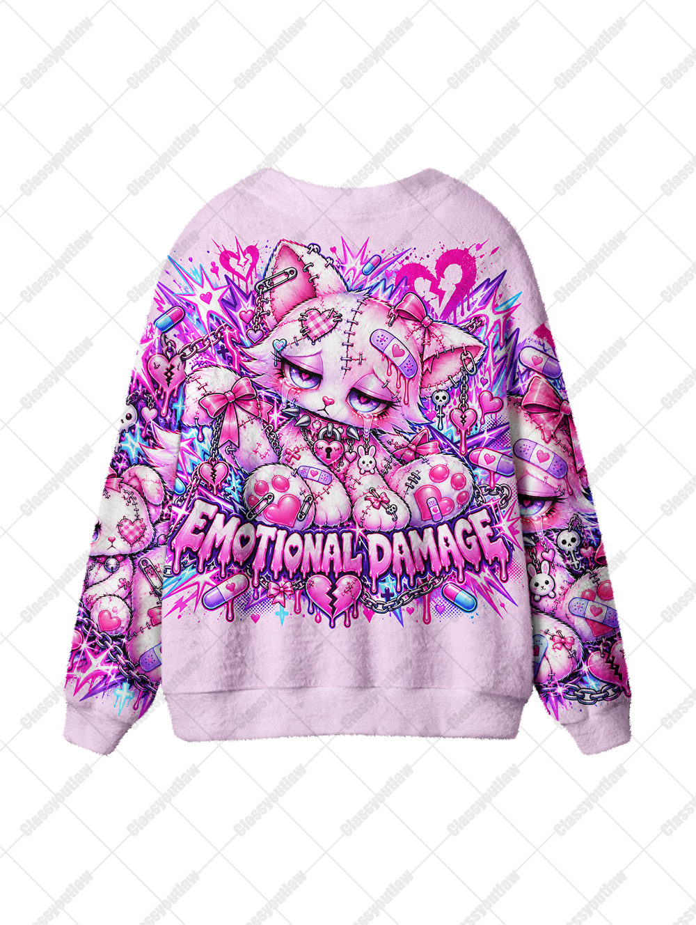 EMOTIONAL DAMAGE UGLY CARDIGAN SWEATERS