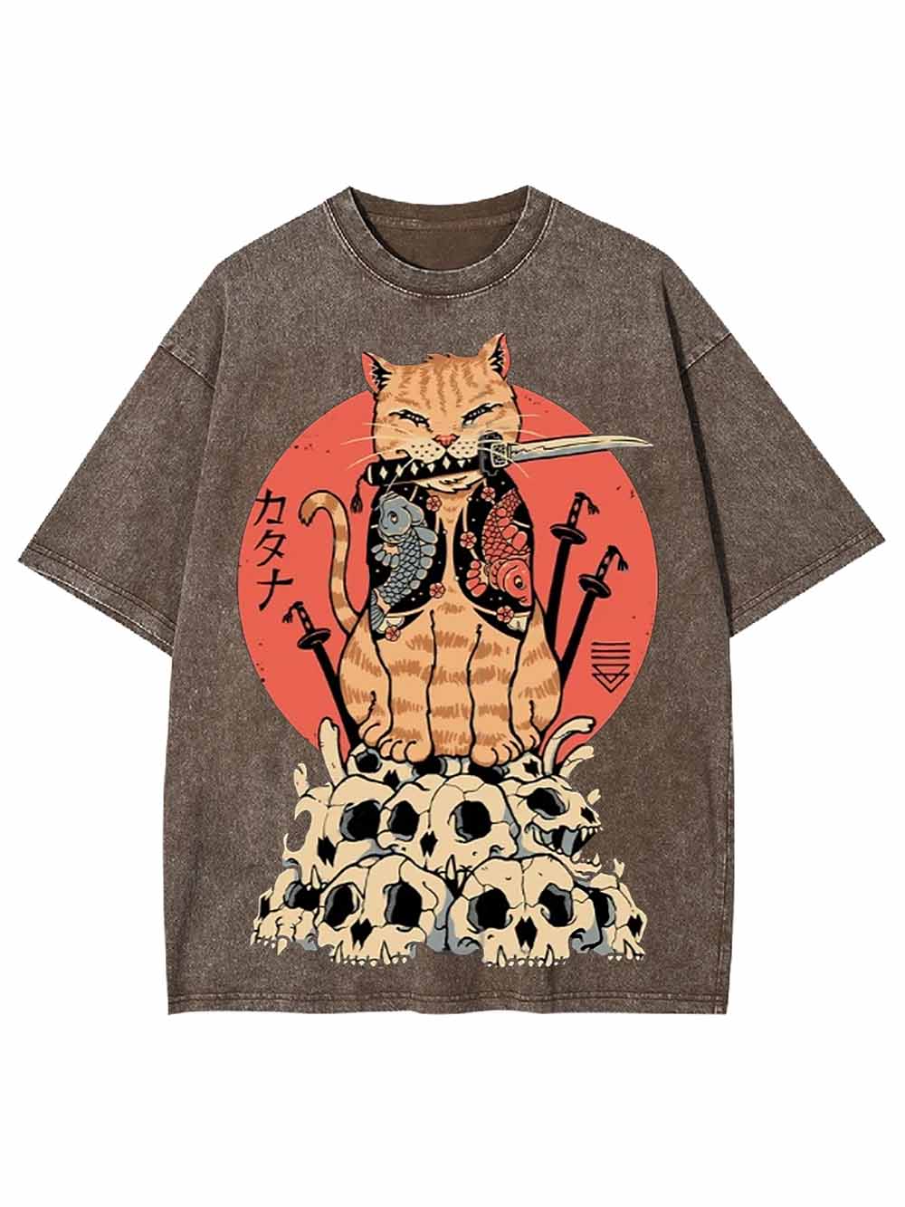 Samurai Cat Washed Tshirt
