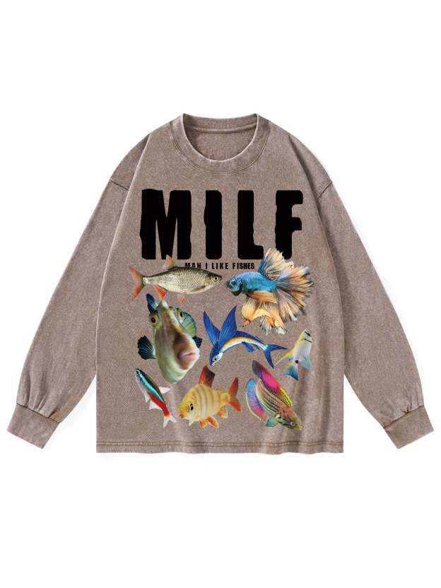 Milf Washed Long-Sleeve Tshirt-ClassyOutlaw