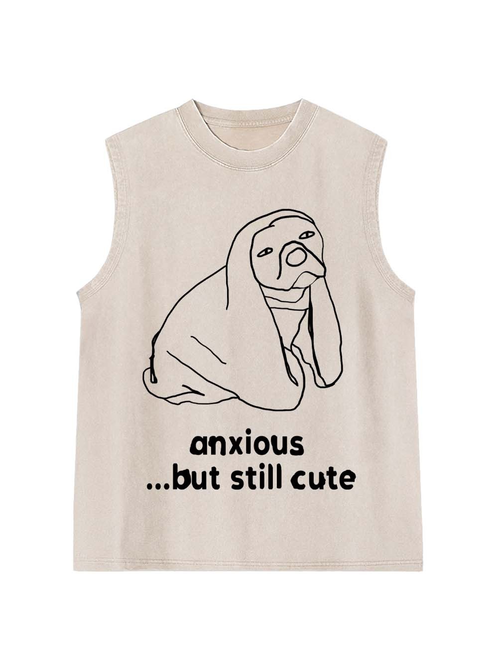 Anxious but Cute Washed Tank Top