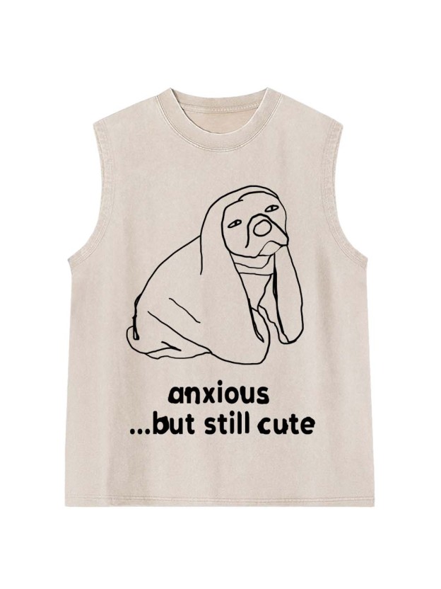 Anxious but Cute Washed Tank Top