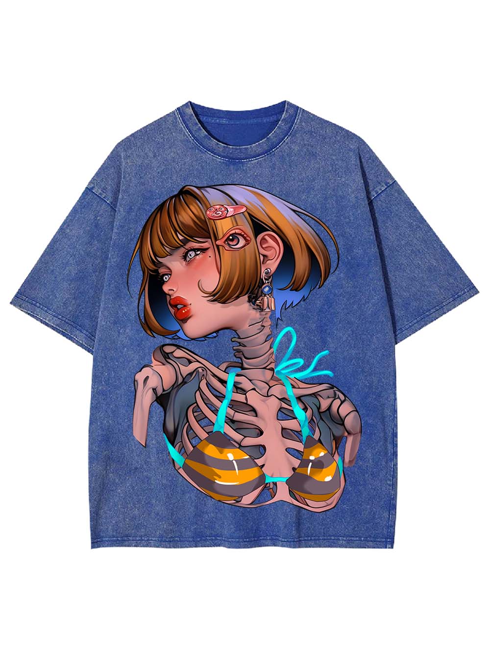 Skeleton in Stripes Washed Tshirt