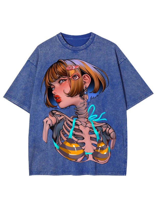 Skeleton in Stripes Washed Tshirt