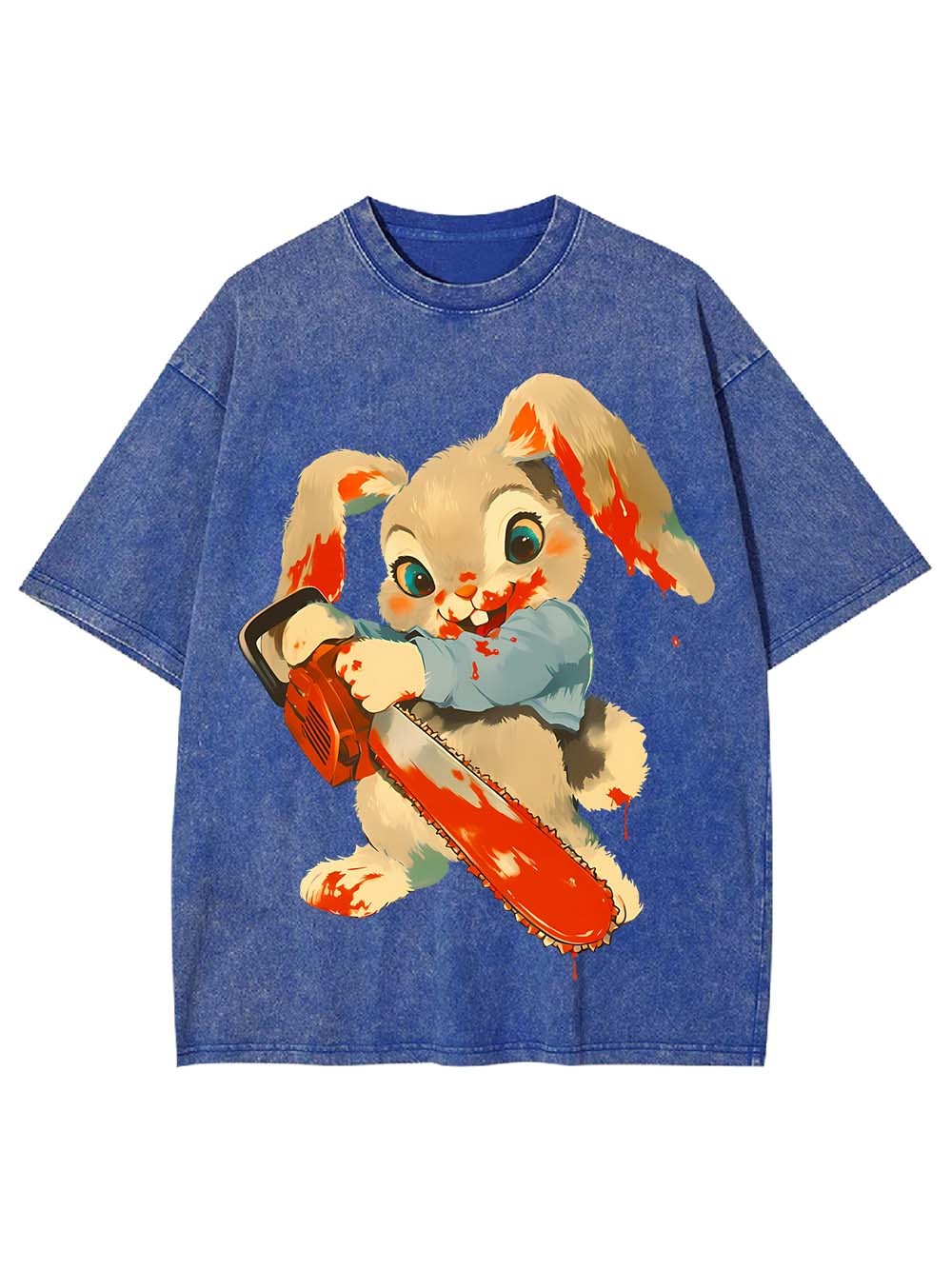 Bloody Bunny with Chainsaw Washed Tshirt