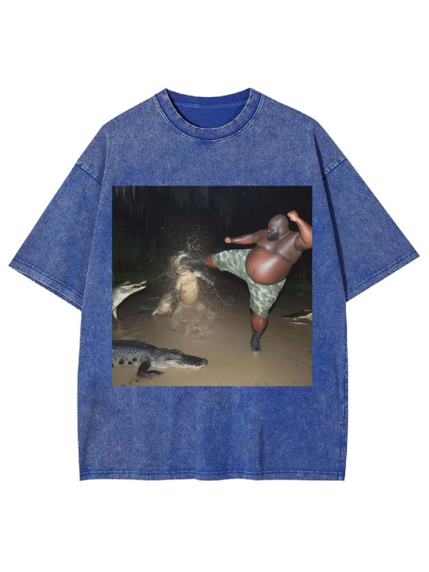 Kicking an alligator in the swamp Washed Tshirt
