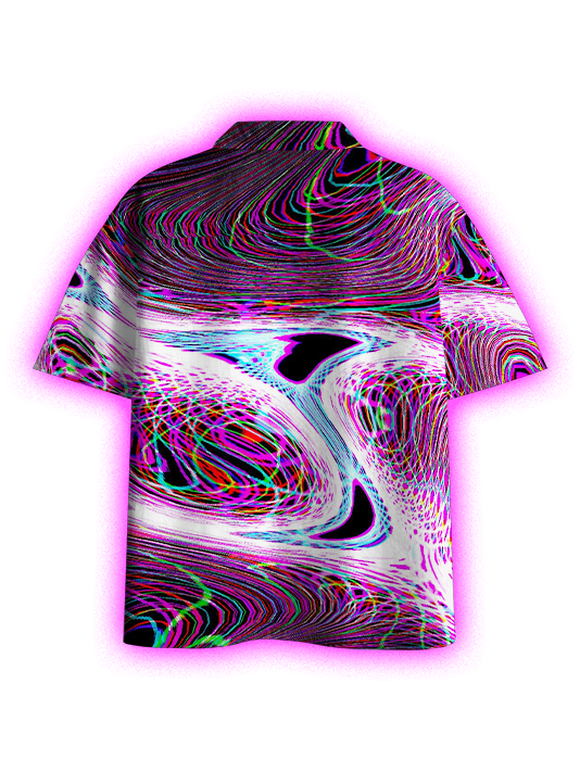 Neon Swirl Dimensions Button Up Pocket Shirt