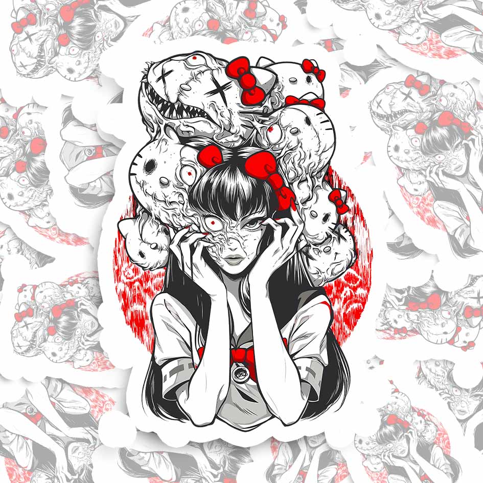 Tomie And Hello Kitty Sticker