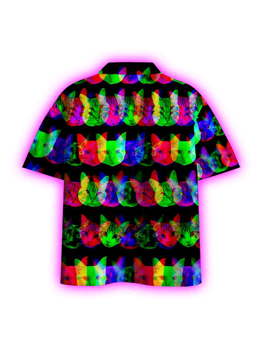 Neon Cat Vision Button Up Pocket Shirt