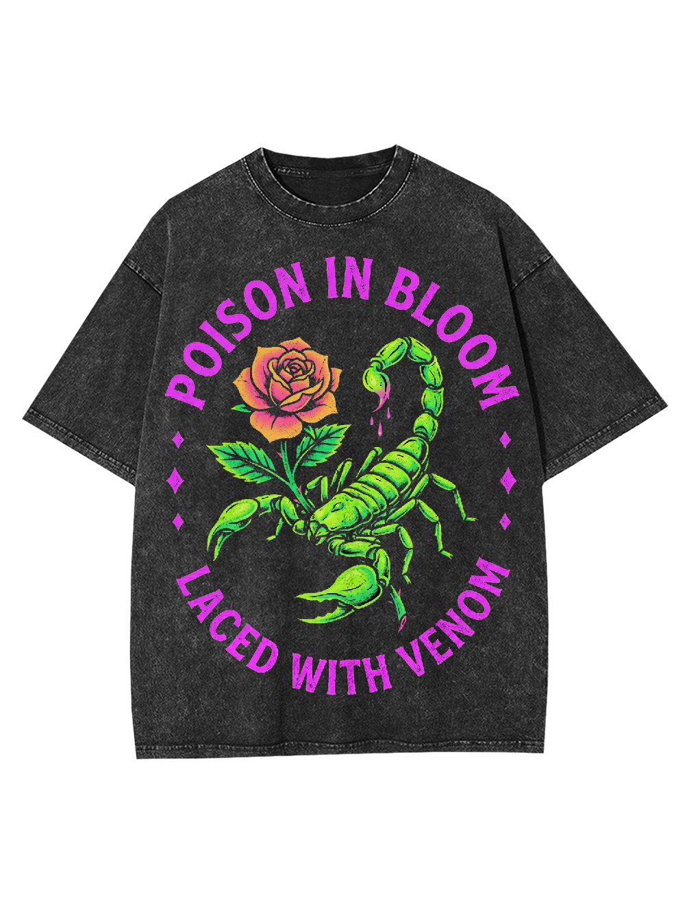 Poison in Bloom Laced with Venom Washed Tshirt-ClassyOutlaw Sale