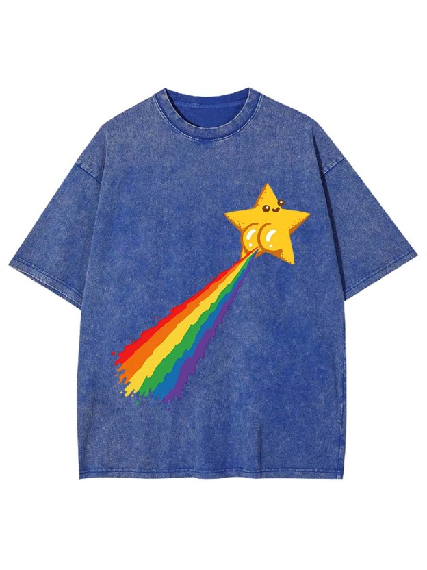 Rainbow - Pooping Star Washed Tshirt