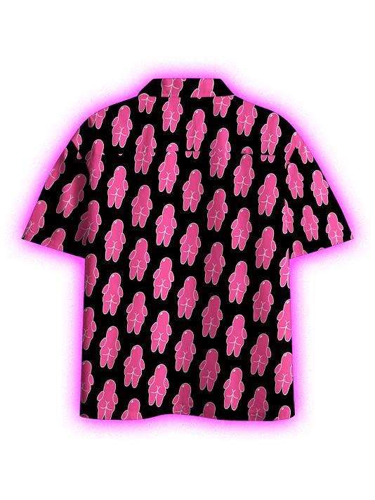 Pink Body Silhouettes Button Up Pocket Shirt