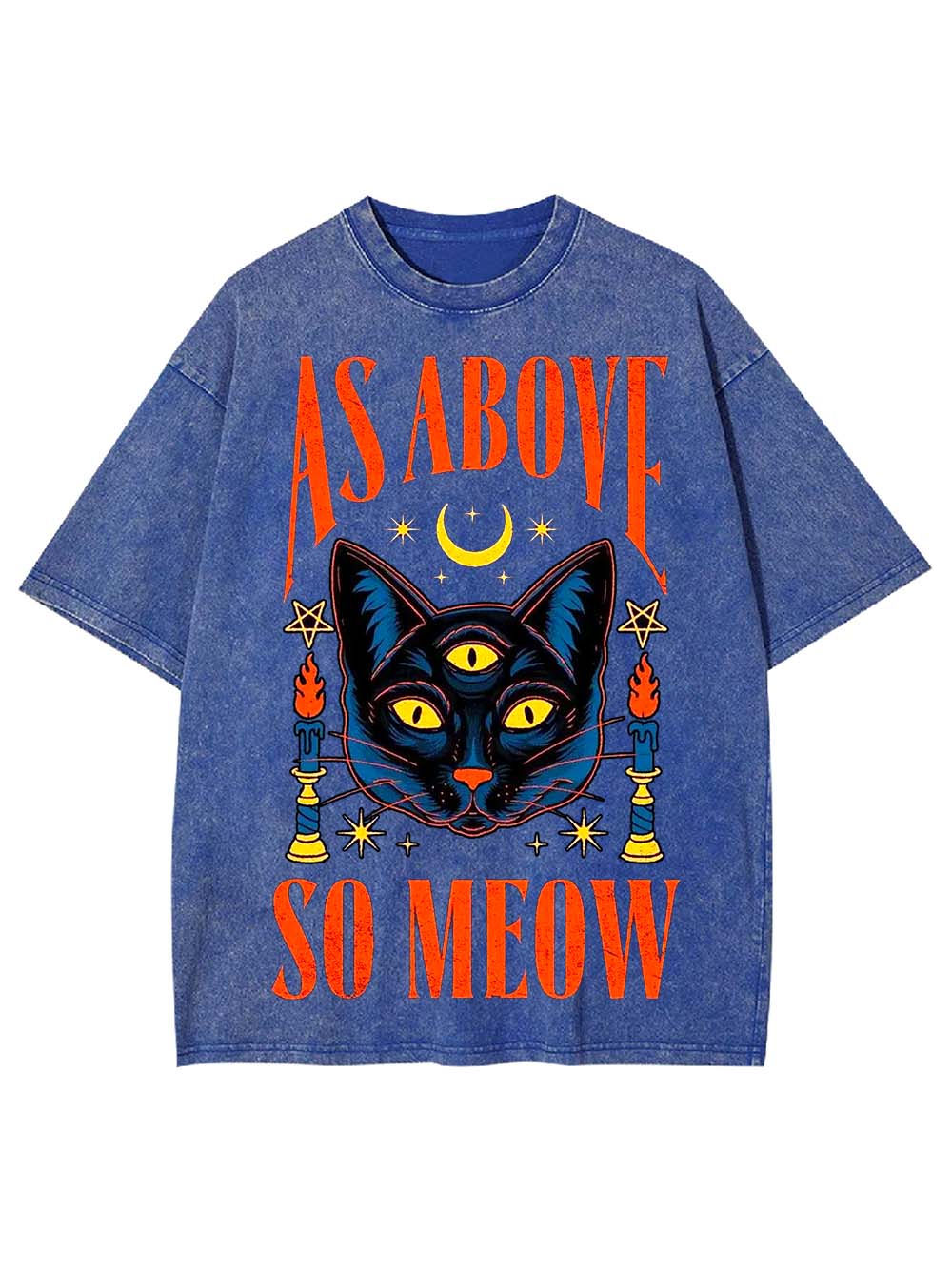 AS ABOVE SO MEOW WASHED TSHIRT