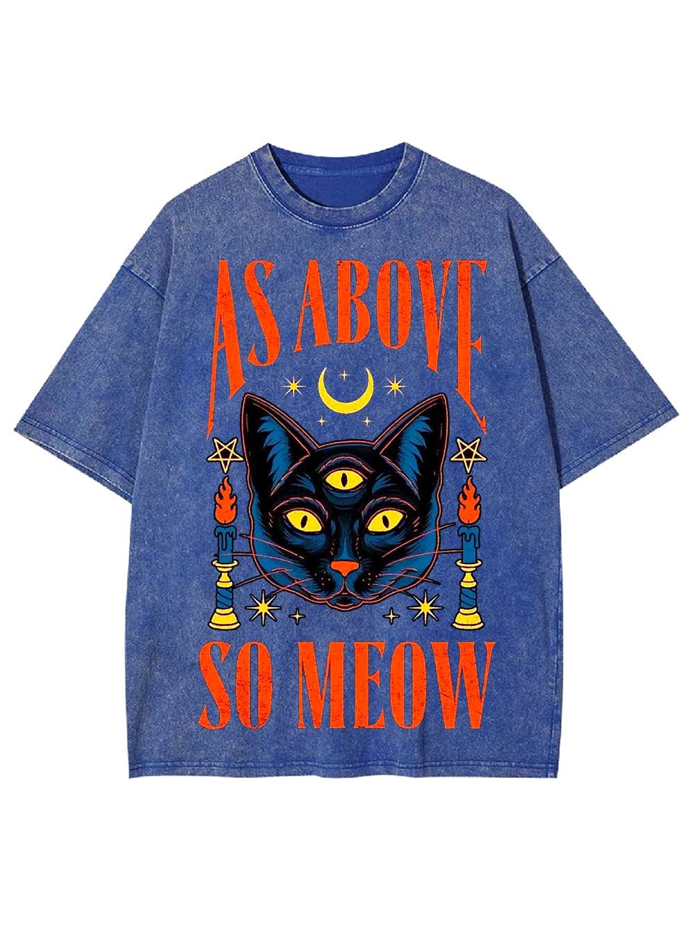 AS ABOVE SO MEOW WASHED TSHIRT