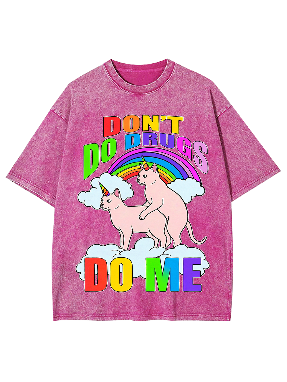 Unicorns Behaving Badly Cat Washed Tshirt