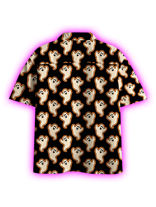 Spooky Ghost Vibes Button Up Pocket Shirt