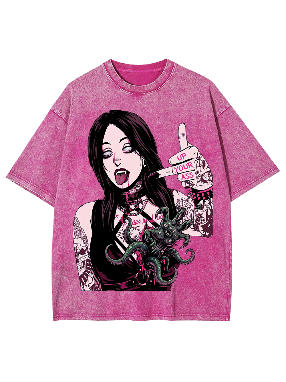 Octo Kiss – Darkcore Bad Attitude Washed Tshirt