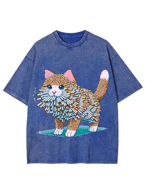 Cigarette Cat Washed Tshirt