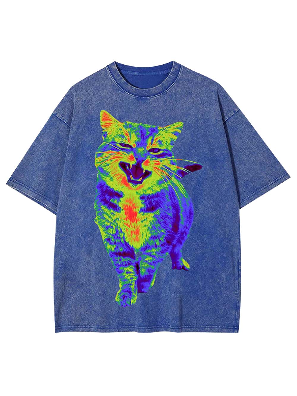 Psychedelic Roaring Cat Washed Tshirt