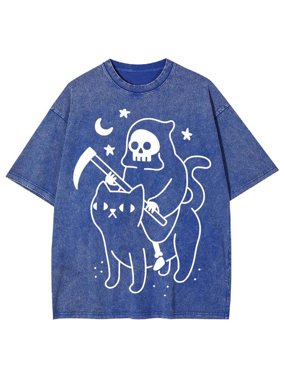 Grim Reaper's Cat Ride Washed Tshirt