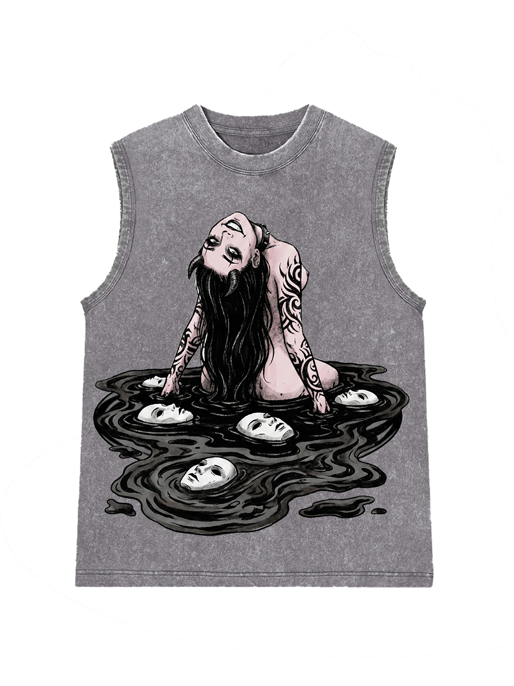 Long-haired girl with desires Washed Tank Top