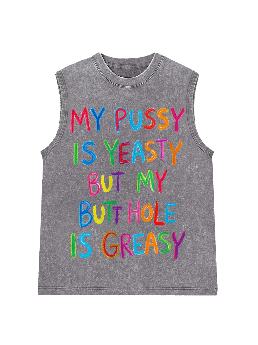 SATIRICAL CRAYON ART Washed Tank Top