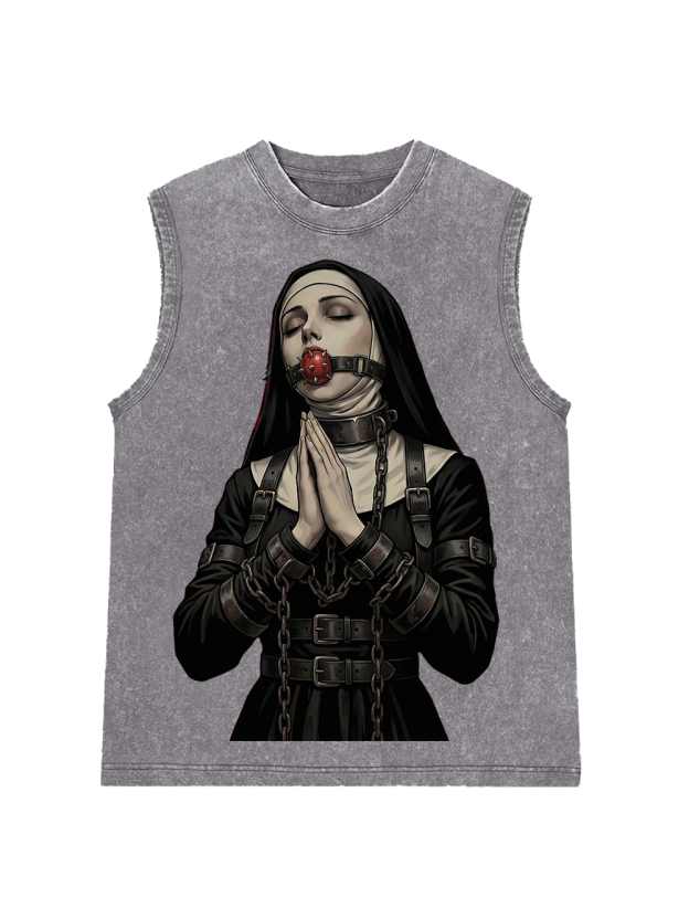Chain-bound SM nun Washed Tank Top