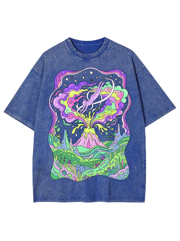 Cosmic Flow Colorful Surreal Washed Tshirt