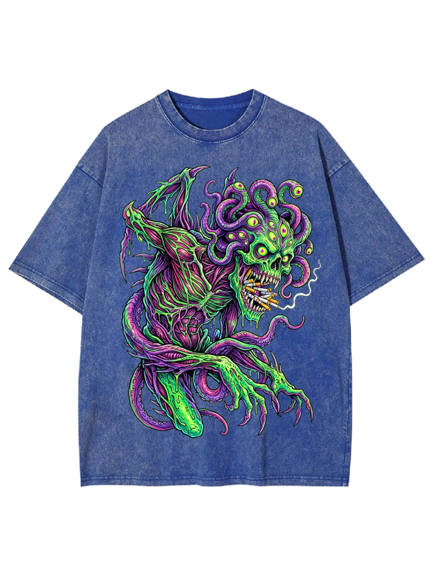 Evil Goddess Horror Art Washed Tshirt