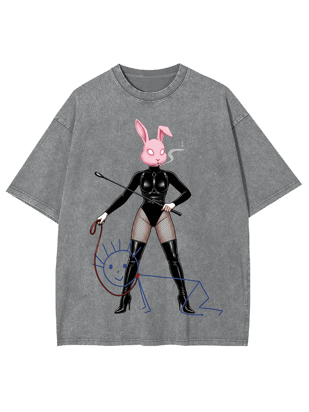 Leather Bunny Fetish Art Washed Tshirt